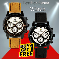 Buy 1 Get 1 Jackman Sports Leather Fashion Watch For Men, JM01